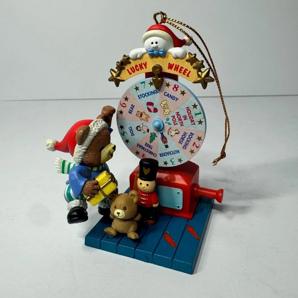 Vintage 1996 Matrix Lucky Wheel Christmas Ornament Bear Nutcracker Snowman 3.75